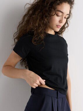Pima Cotton Slim Fit Tee in Black